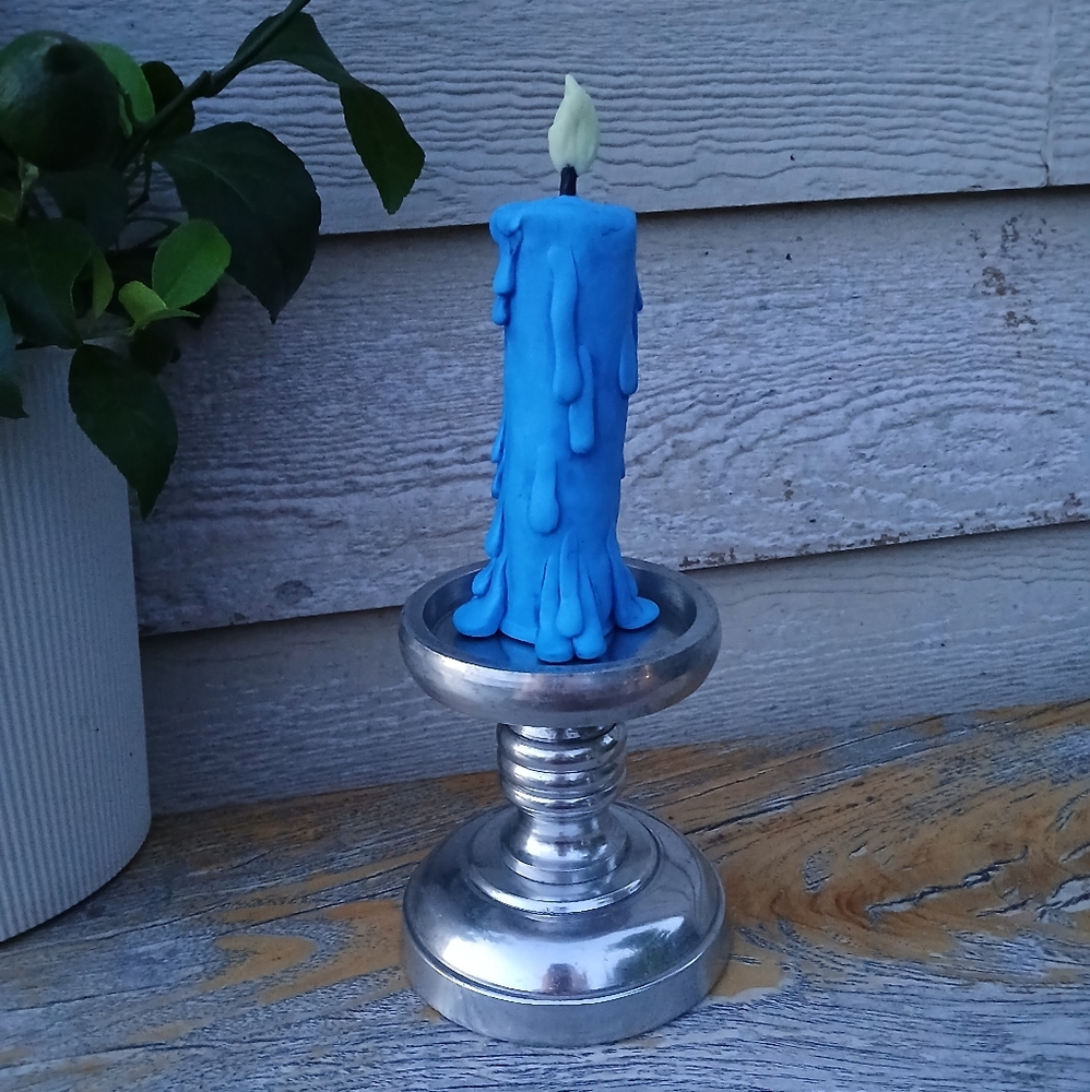 Blue Decorative Candle with Silver Holder - Picture 4 of 7